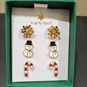 True To Form | Festive Snowman,  Candy Cane & Bow  Earrings